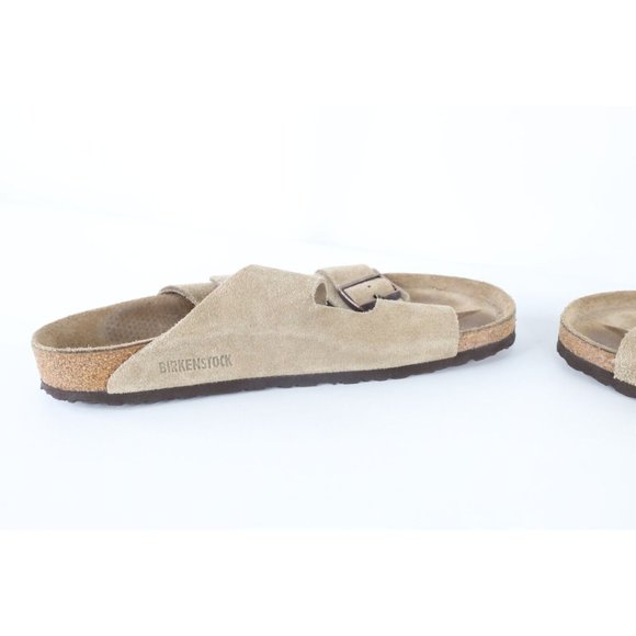 Vintage Birkenstock Mens 10 Distressed Suede Leather Buckle Strap Sandals Beige main image 5